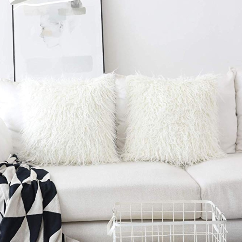 Faux Fur Euro Sham Pillow Set of 2